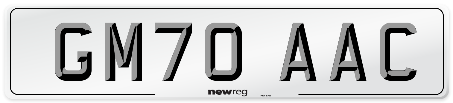 GM70 AAC Number Plate from New Reg